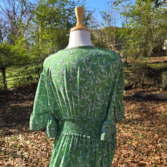 Max Studio Green Boho Maxi Dress Smocked Waist Size 3X - Picture 9 of 11